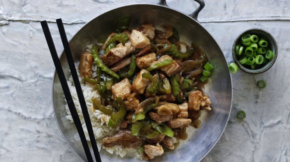 Stir-fried pork and celery.