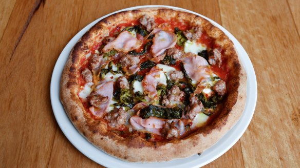 Spicy salsiccia pizza from Neighbourhood Pizza Shop. 