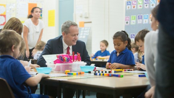 Bill Shorten visits Iramoo Primary School in Wyndham Vale on Thursday to announce education policy funding. 