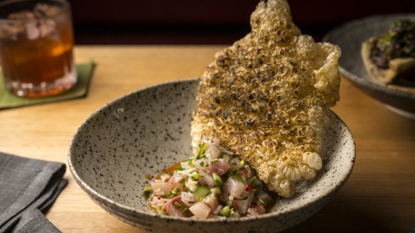 Sinuglaw kingfish with puffed chicharron.