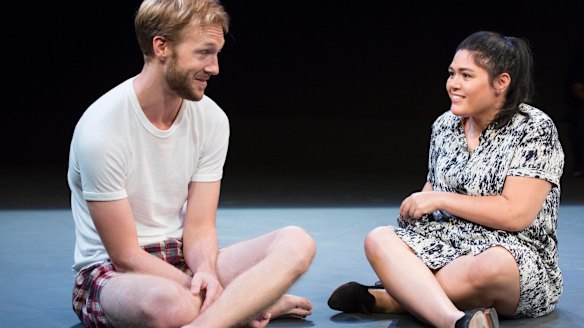 Sam O'Sullivan and Nakkiah Lui in Lui's play <i>Kill the Messenger</i> at Belvoir.