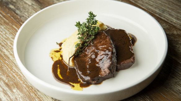 Braised beef shoulder with mashed potatoes. 