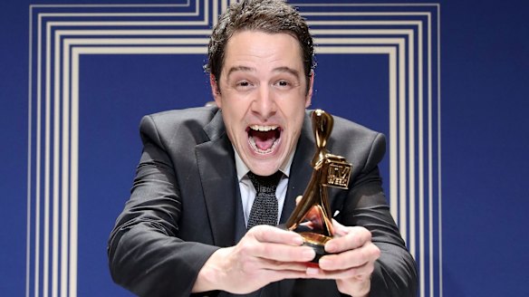Samuel Johnson with the Gold Logie Award for for his performance in <i>Molly</i>.