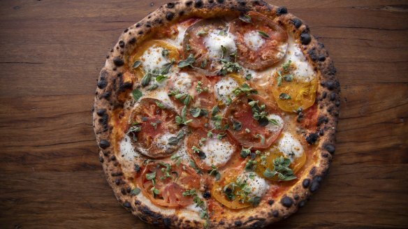 Cream of the city's new crop: Tomato heirloom pizza from Westwood Pizza in Newtown.