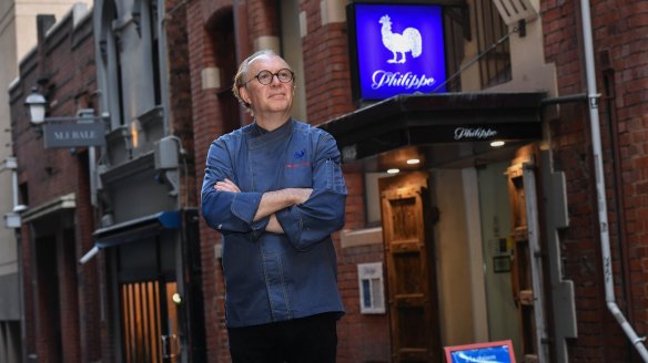 Legendary French-born, Paul Bocuse-trained chef Philippe Mouchel outside his CBD restaurant. 