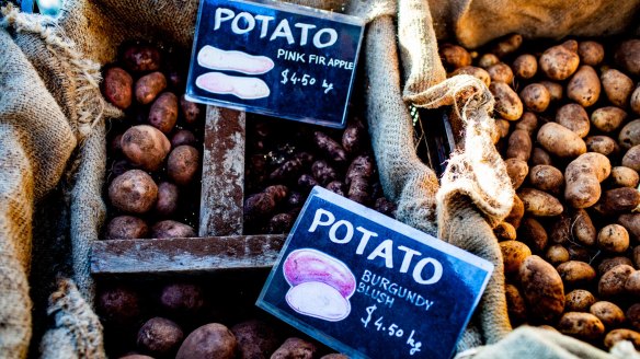 Potatoes at Launceston Harvest markets.