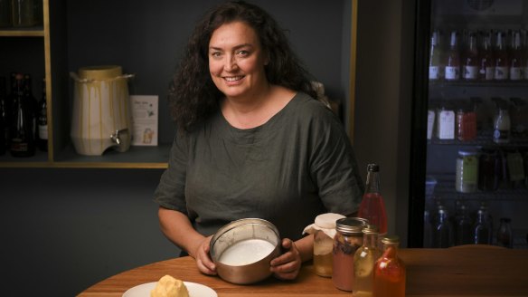 Sharon Flynn makes scoby, the bacteria used for fermented milk kefir. 
