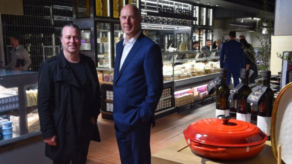 Neil Perry and David Jones CEO John Dixon hope to inspire shoppers with the new David Jones' food hall at Bondi Junction. 