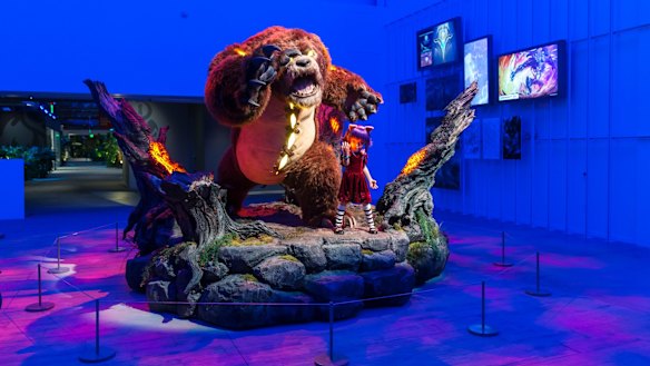 A statue of the champion Annie - along with her magical pet Tibbers - at Riot HQ.