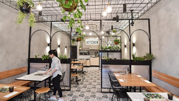 Upstairs in the sleek new Laksa King Kitchen in Flemington.