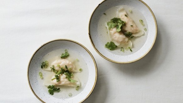 King prawn wontons in supreme broth.