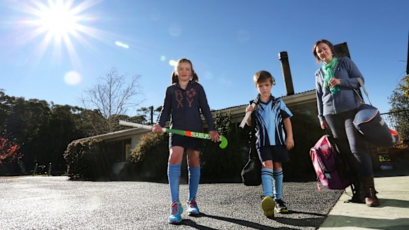 Annie Dean of Colo Vale, with her children Sophie, 10, and Angus, 7.