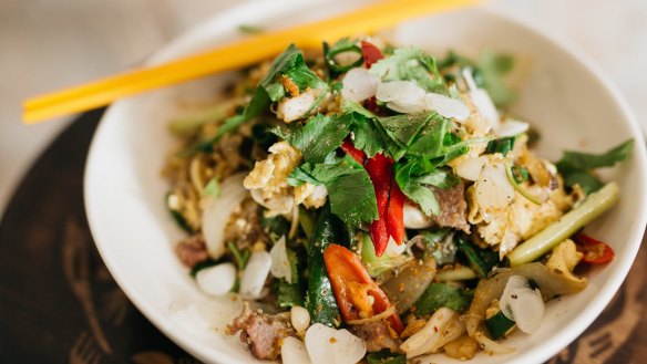 Stir-fried glass noodles at David Thompson's Melbourne restaurant.