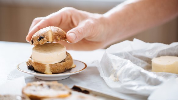 Phillippa Grogan's hot cross bun ice-cream sandwich (recipe below).