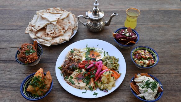 Moroccan Soup Bar's special banquet with mezze dishes.