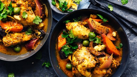Neil Perry's chicken and green olive tagine.