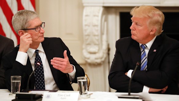 Tim Cook with US president Donald Trump in June.
