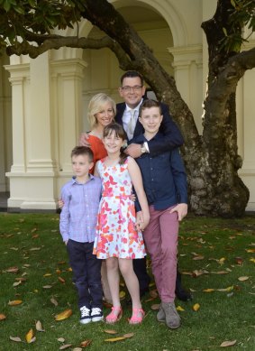 Premier Daniel Andrews with his family, wife Cathryn and children Grace, Joseph and Noah.
