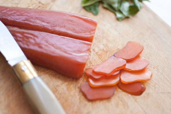 'Parmigiano reggiano of the sea': Slices of bottarga.