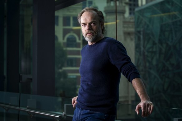 Hugo Weaving is happier talking about food than about acting. 