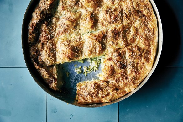 Kathy Tsaples's easy zucchini, feta and ricotta pita (efkoli kolokithopta).