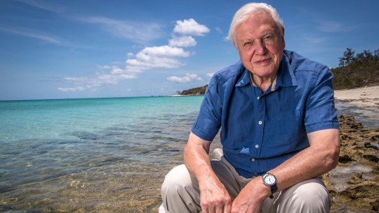 Sir David Attenborough at the Great Barrier Reef. 
