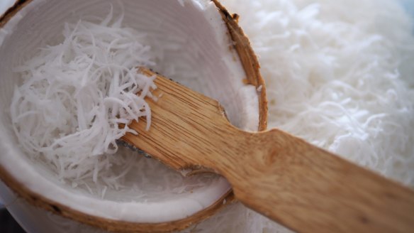 Freshly grated coconut. 