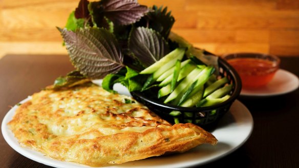 Crisp banh xeo pancake.