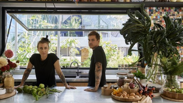 Jo Barrett and Matt Stone in the kitchen at Future Food System in Melbourne.