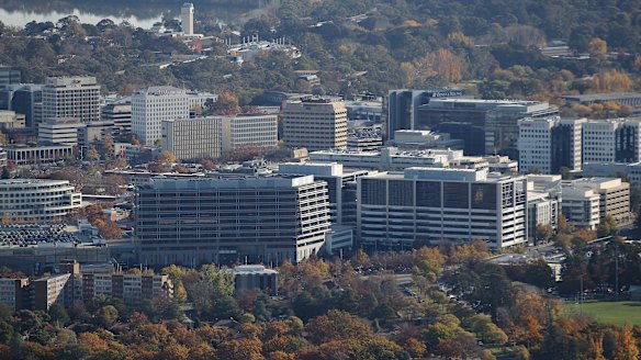 Office buildings in Canberra. More than 21,000 desks are sitting empty in government buildings in the ACT and around Australia.