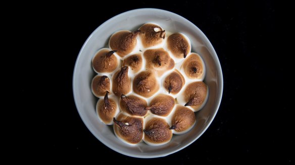 Queen of puddings: Milk cake and coffee, chocolate mascarpone and meringue.