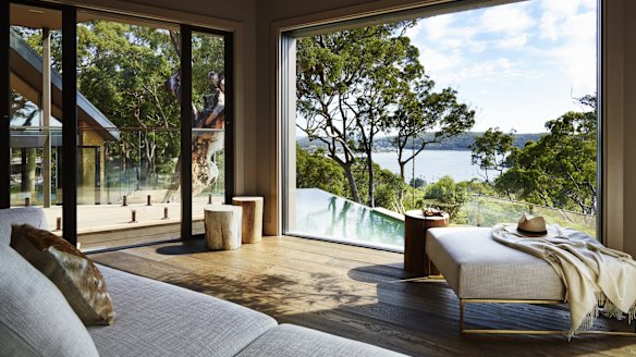 The guest lounge at Pretty Beach house.