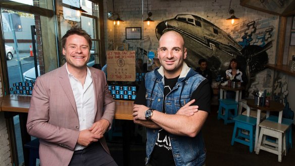 Radek Sali and George Calombaris at Fitzroy restaurant Jimmy Grants