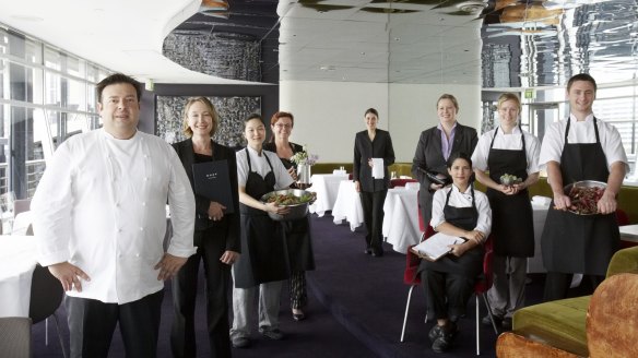 Analiese Gregory (third from right) during her Quay days, with chef Peter Gilmore and the rest of the Quay team. 