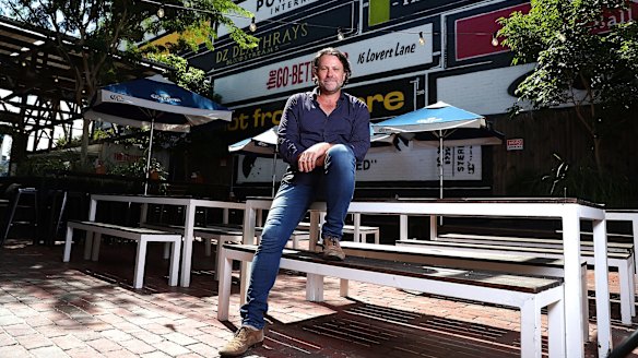 Triffid owner John Collins in the live music venue's beer garden.