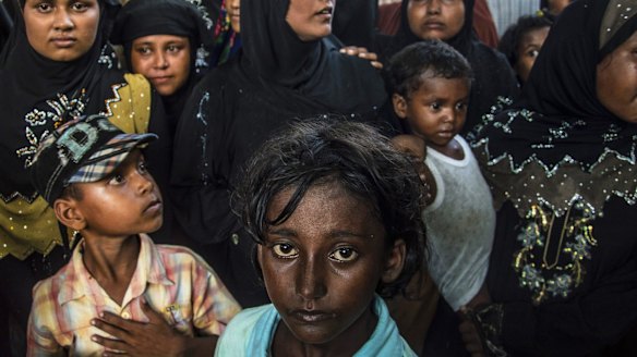 Muslim Rohingya in a shelter in Birem Bayuen in Indonesia's Aceh province. 