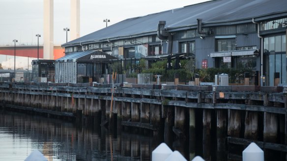 The evacuated pier in Docklands.