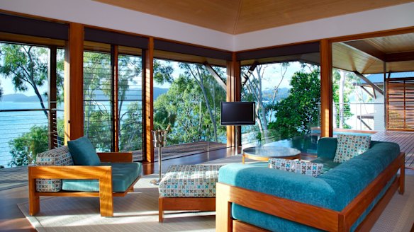 The lounge area in a windward pavilion.