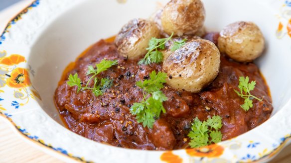 Beef stew with potatoes.