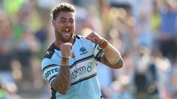 Dancing blue: Sharks prop Andrew Fifita has been outstanding in 2016. 