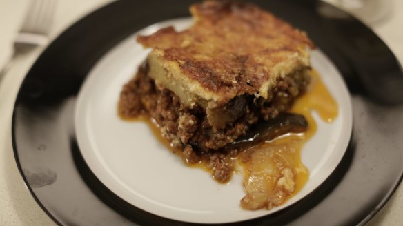 Lamb moussaka dish from the series Back In Time For Dinner