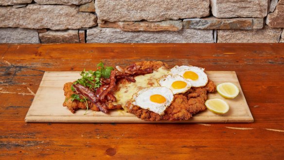 The Schnitzelmeister: 1kg schnitzel with bacon, three eggs and cheese. 