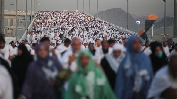 Hundreds of thousands of pilgrims make their way to perform the last rite of the Haj in Mina.