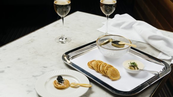 Caviar service at R Bar at Crown.