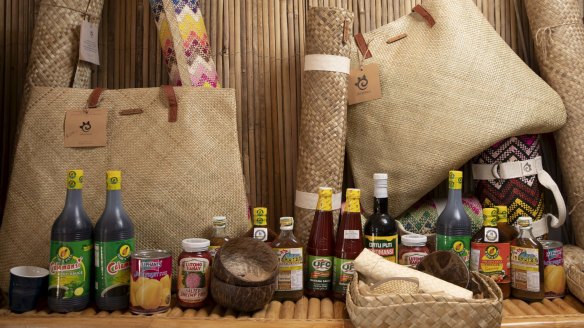 Traditional woven goods and Filipino pantry essentials at Sydney Cebu Lechon in Enmore.