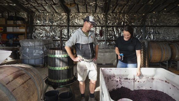 McLaren Vale winemakers Luke Growden and Caleigh Hunt make minimal intervention wines such as Sausage and Bread, a chilled blend of mataro, grenache, graciano and cabernet. 