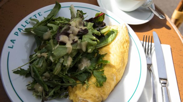 The ham and cheese omelette is Brahimi's go-to brekkie at La Palette.