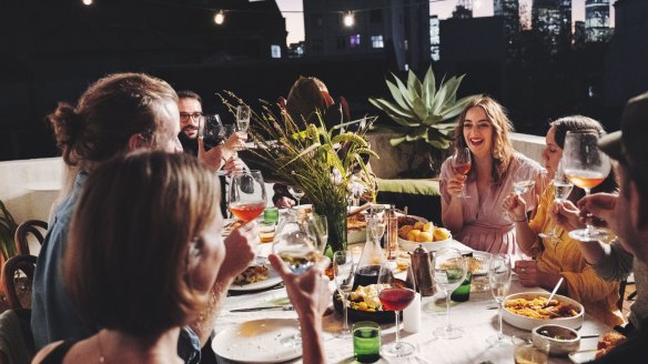 Charlotte Ree and friends at her dinner party.