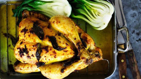 Serve this salt-roasted chicken with steamed rice.