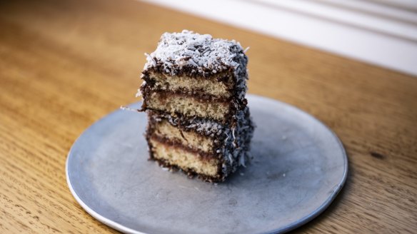 Chocolate lamington.